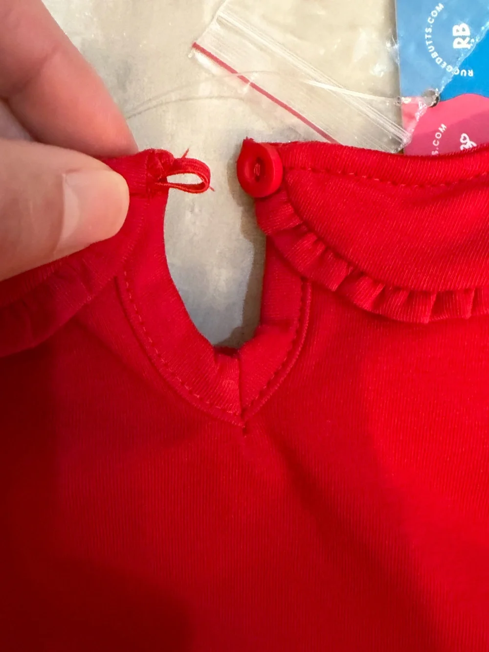 NWT RuffleButts Vibrant Red Long Sleeve Ruffled Peter Pan Collar Bodysuit 3-6M